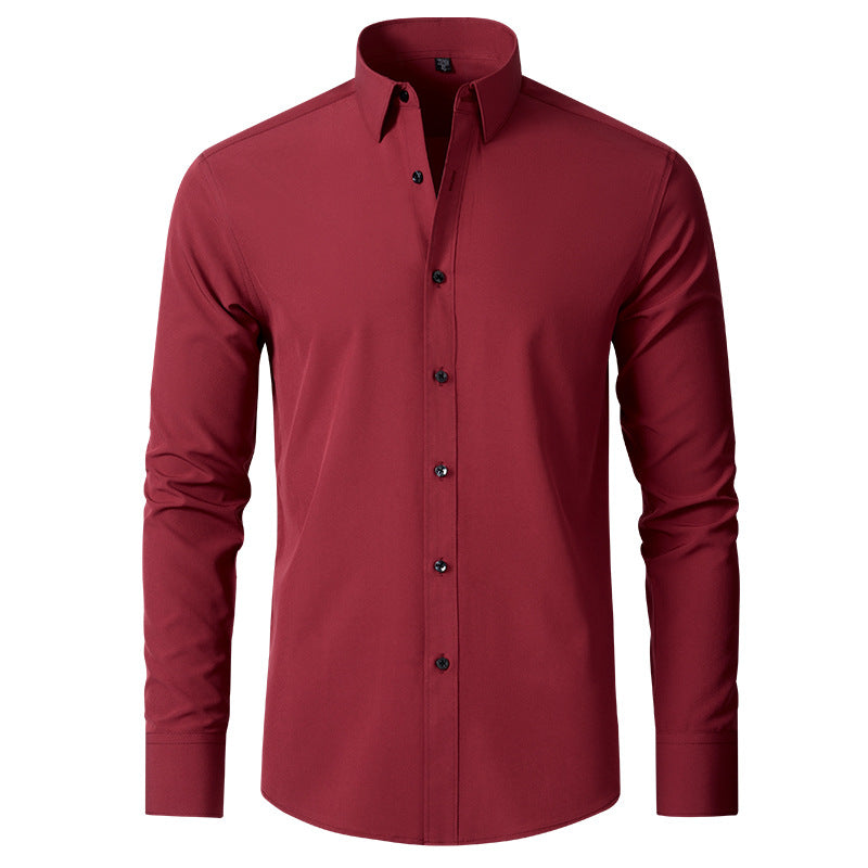 Men's Slim Fit Solid Long Sleeve Shirt – Spread Collar Button Up Work