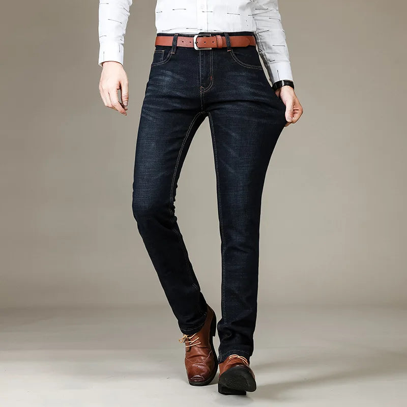 Men's Slim Fit Stretch Denim Jeans – Five Pocket Belt Loop Smart Casual