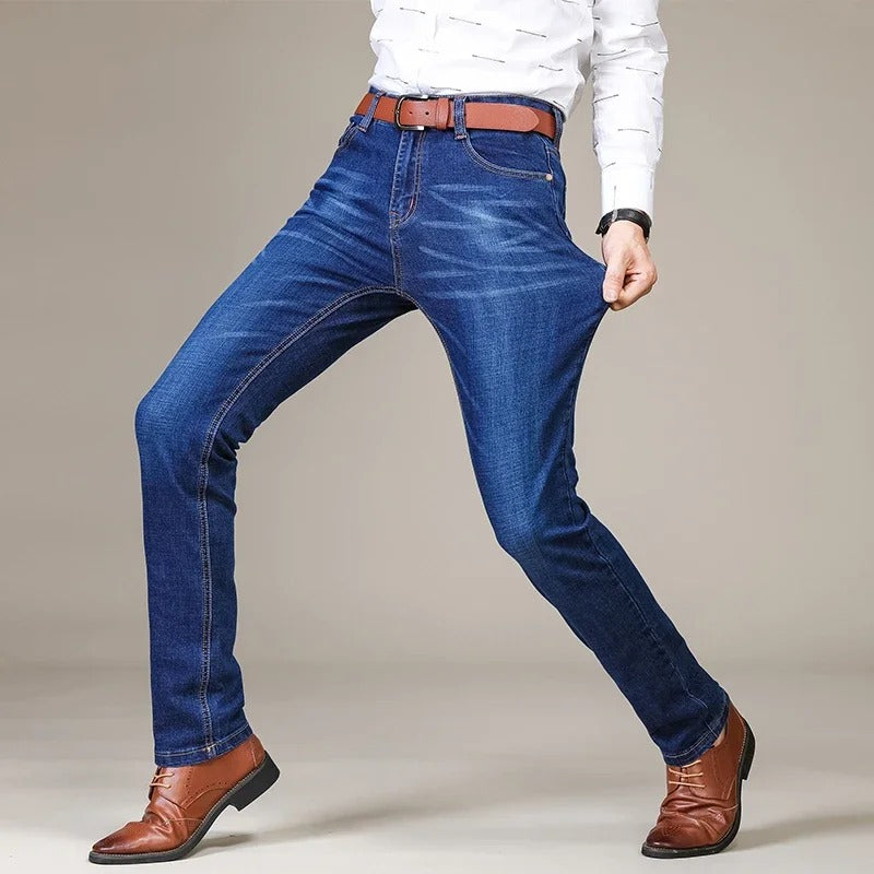 Men's Slim Fit Stretch Denim Jeans – Five Pocket Belt Loop Smart Casual