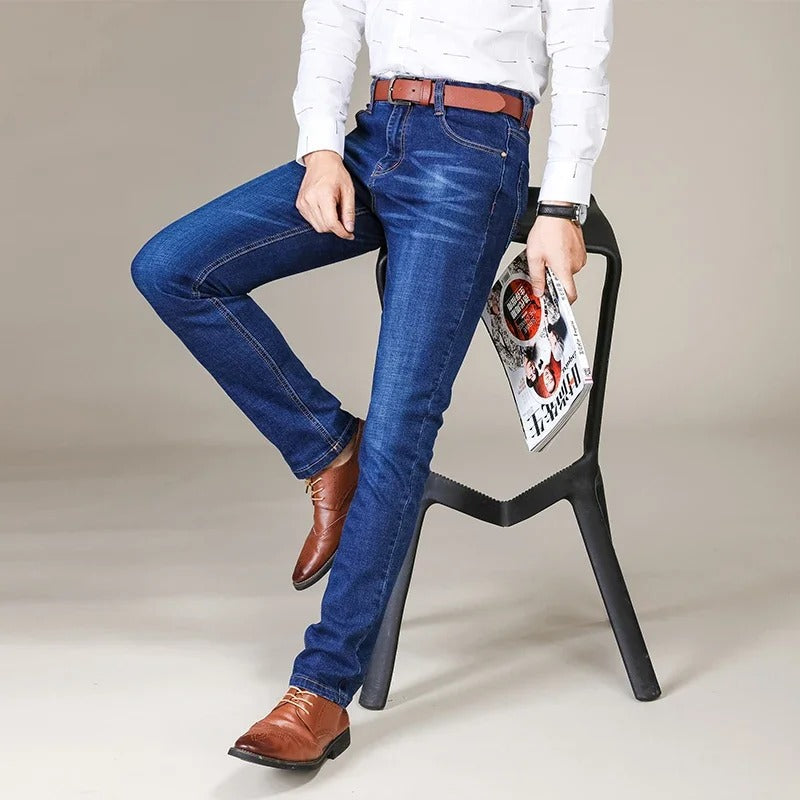 Men's Slim Fit Stretch Denim Jeans – Five Pocket Belt Loop Smart Casual