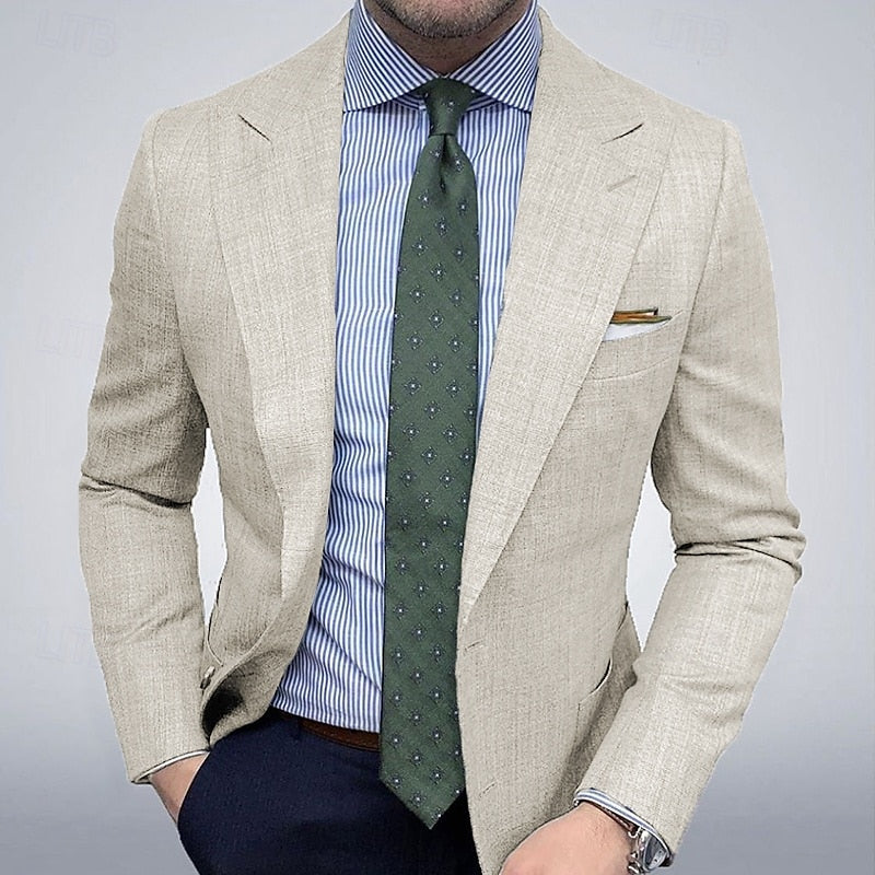 Men's Slim Fit Tailored Blazer – Notch Lapel Single Breasted Smart Casual