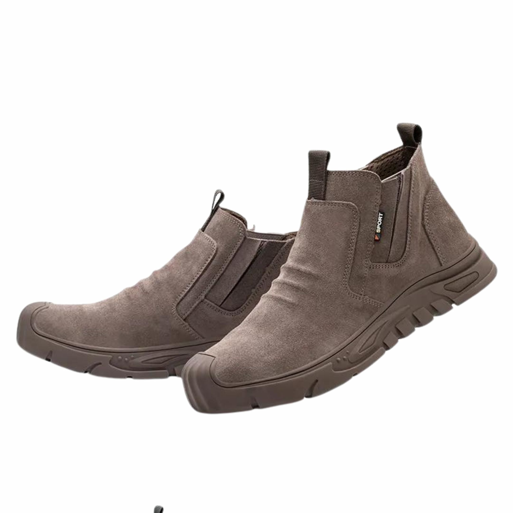 Men's Slip-On Steel Toe Work Boots – Suede Upper Pull Tab Industrial Safety