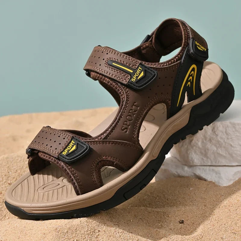 Men's Sport Open Toe Flat Sandals – Adjustable Multi Strap Outdoor Walking