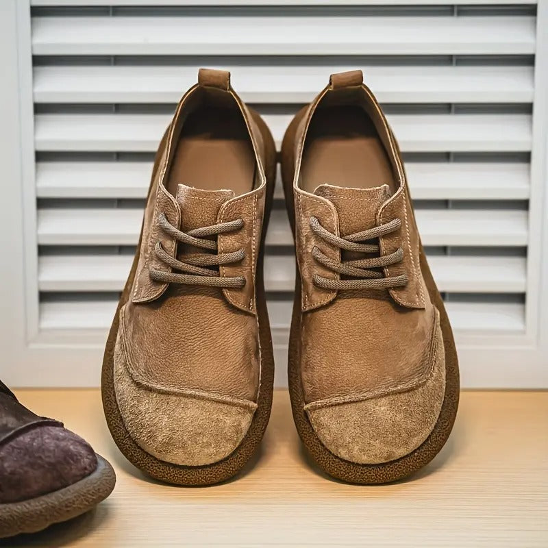 Men's Suede Round Toe Oxford Shoes – Lace Up Crepe Sole Casual Smart