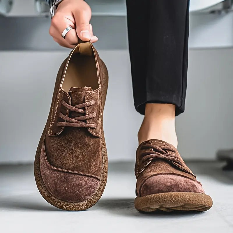 Men's Suede Round Toe Oxford Shoes – Lace Up Crepe Sole Casual Smart