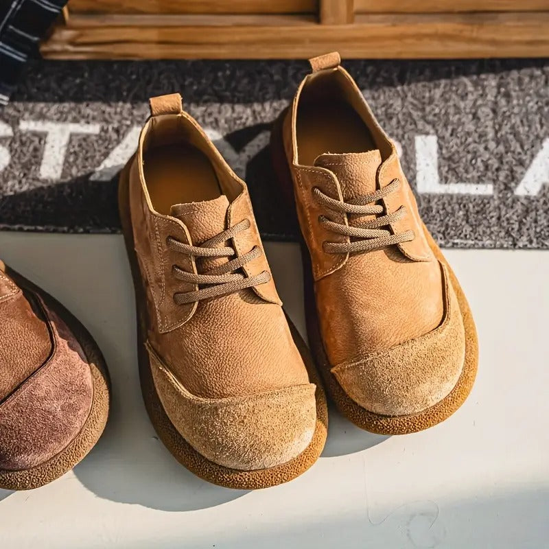 Men's Suede Round Toe Oxford Shoes – Lace Up Crepe Sole Casual Smart