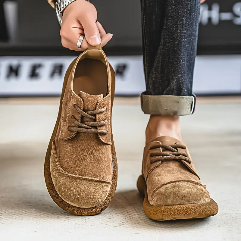 Men's Suede Round Toe Oxford Shoes – Lace Up Crepe Sole Casual Smart