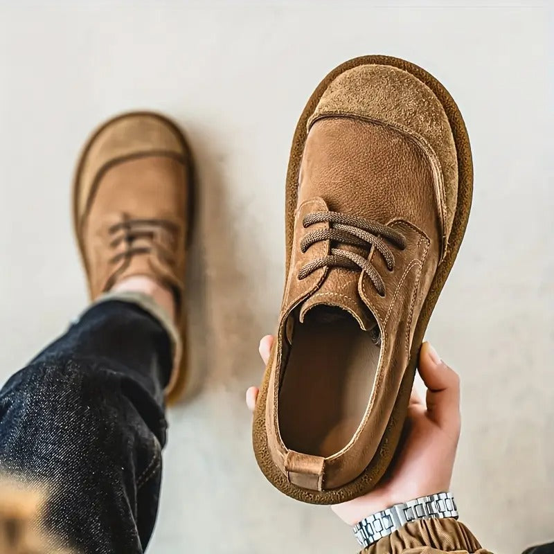 Men's Suede Round Toe Oxford Shoes – Lace Up Crepe Sole Casual Smart