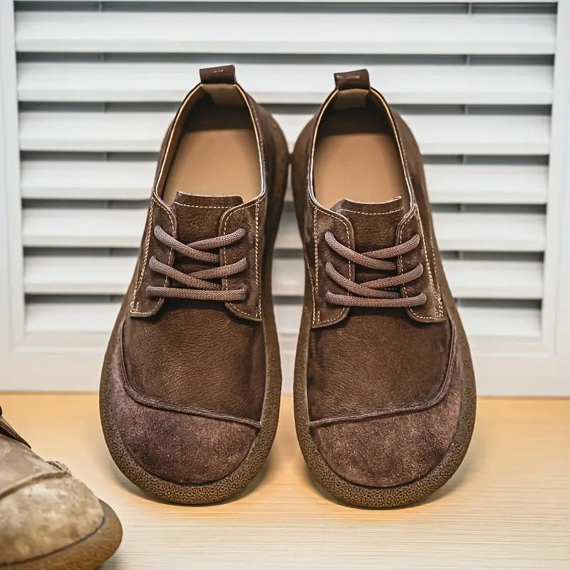 Men's Suede Round Toe Oxford Shoes – Lace Up Crepe Sole Casual Smart