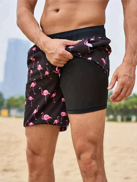 Men's Swimming Trunks – Drawstring Printed Lined Side Pocket Beach Summer