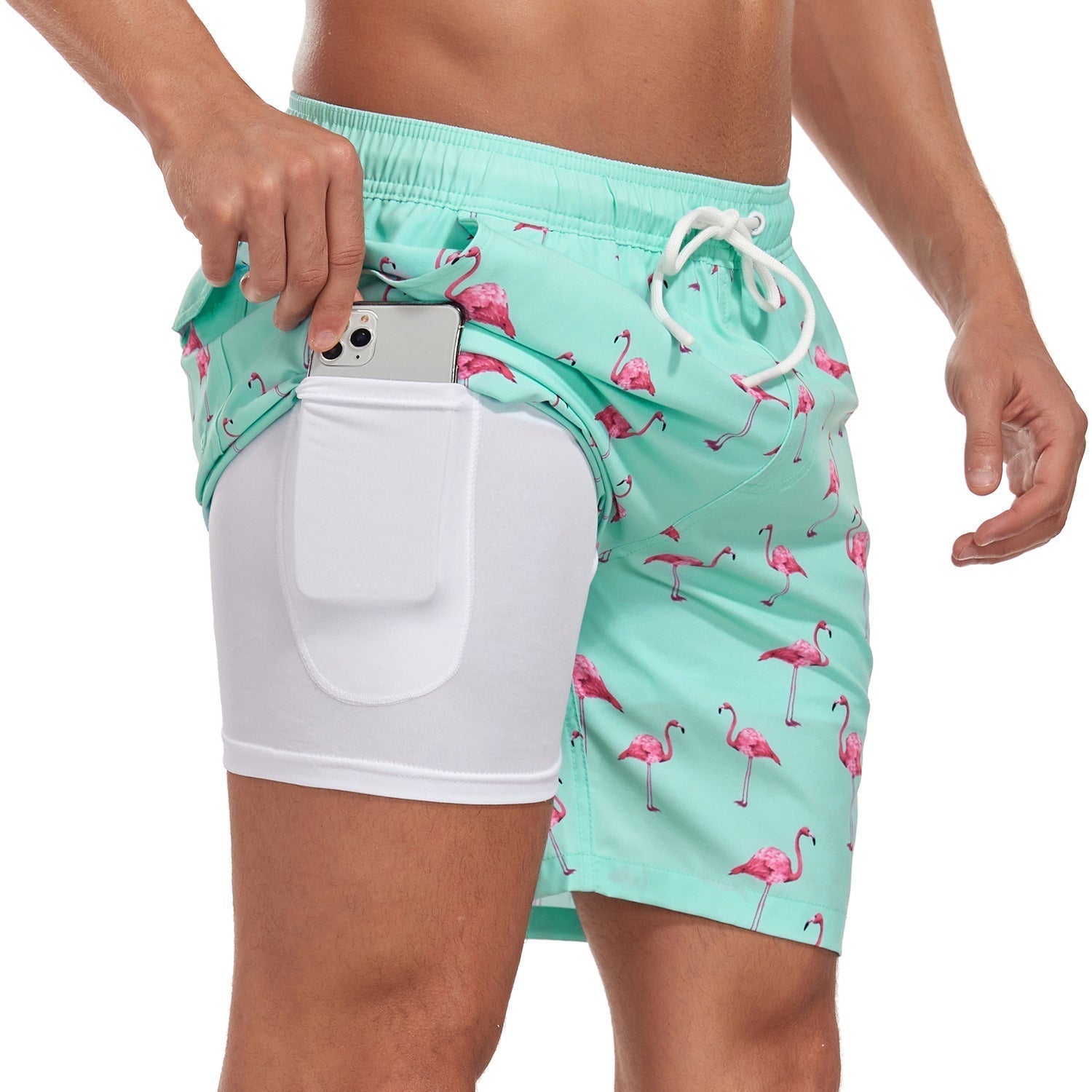 Men's Swimming Trunks – Drawstring Printed Lined Side Pocket Beach Summer