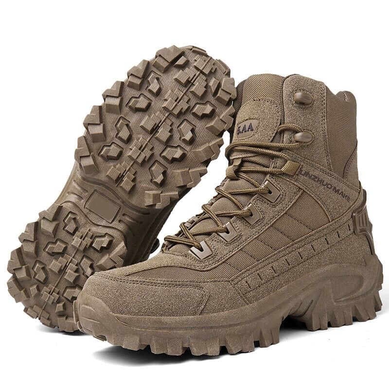 Men's Tactical Hiking Boots – Lace Up Side Zip Chunky Lug Outdoor Work