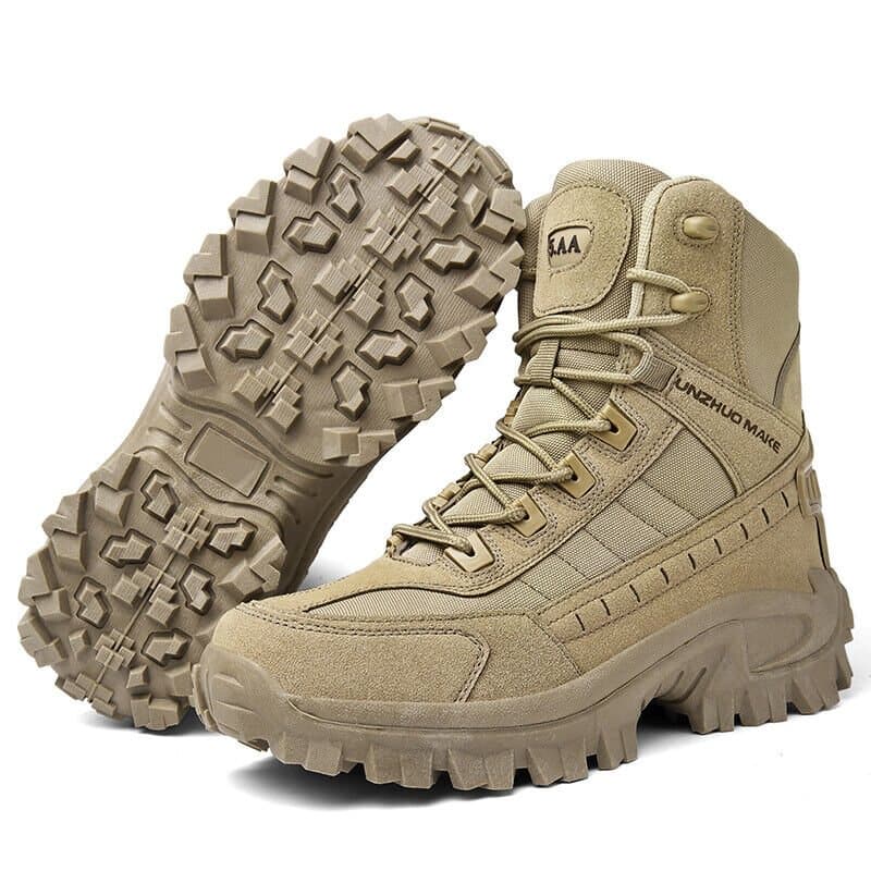Men's Tactical Hiking Boots – Lace Up Side Zip Chunky Lug Outdoor Work