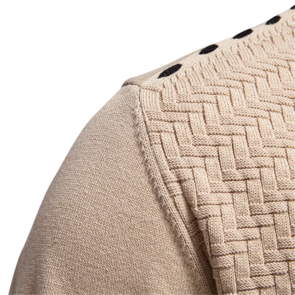 Men's Textured V Neck Button Cardigan – Long Sleeve Smart Casual Everyday Wear