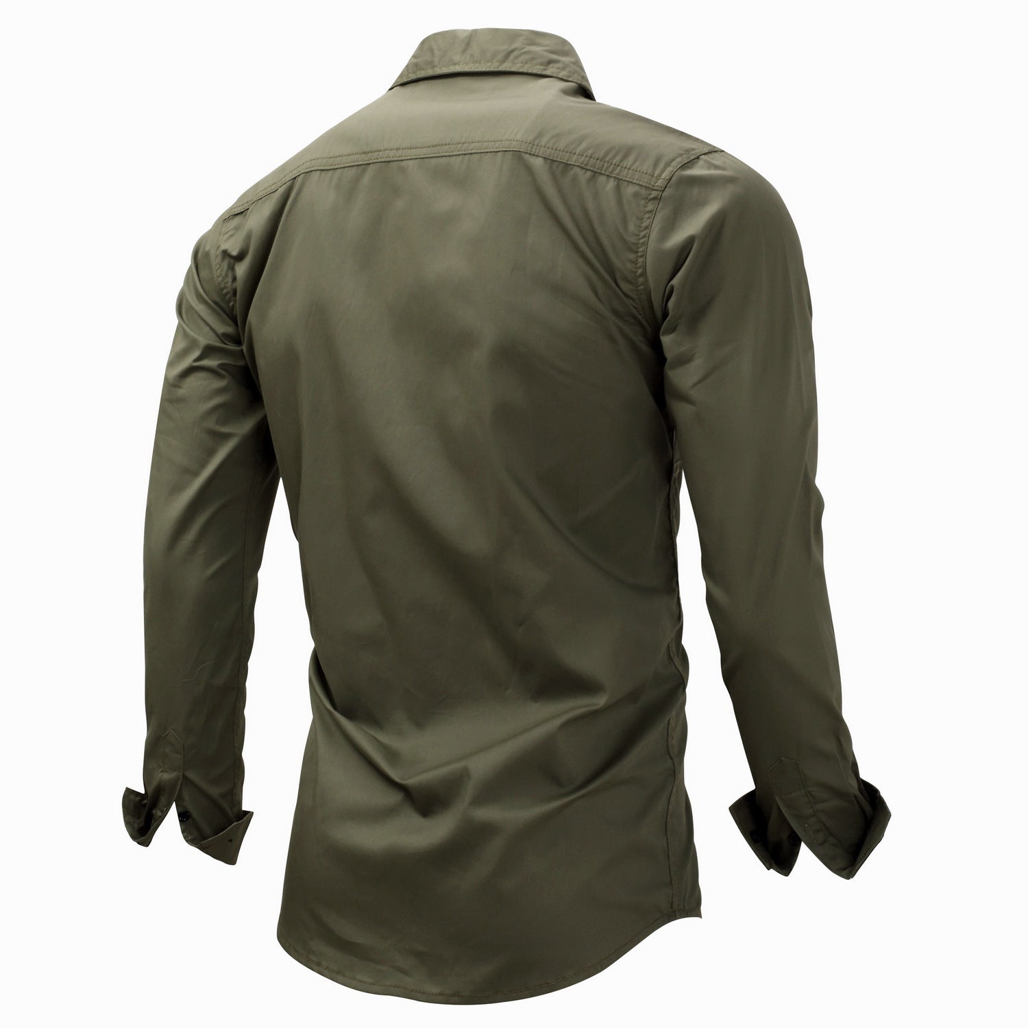 Men's Utility Solid Long Sleeve Shirt – Zip Chest Pocket Button Down Outdoor