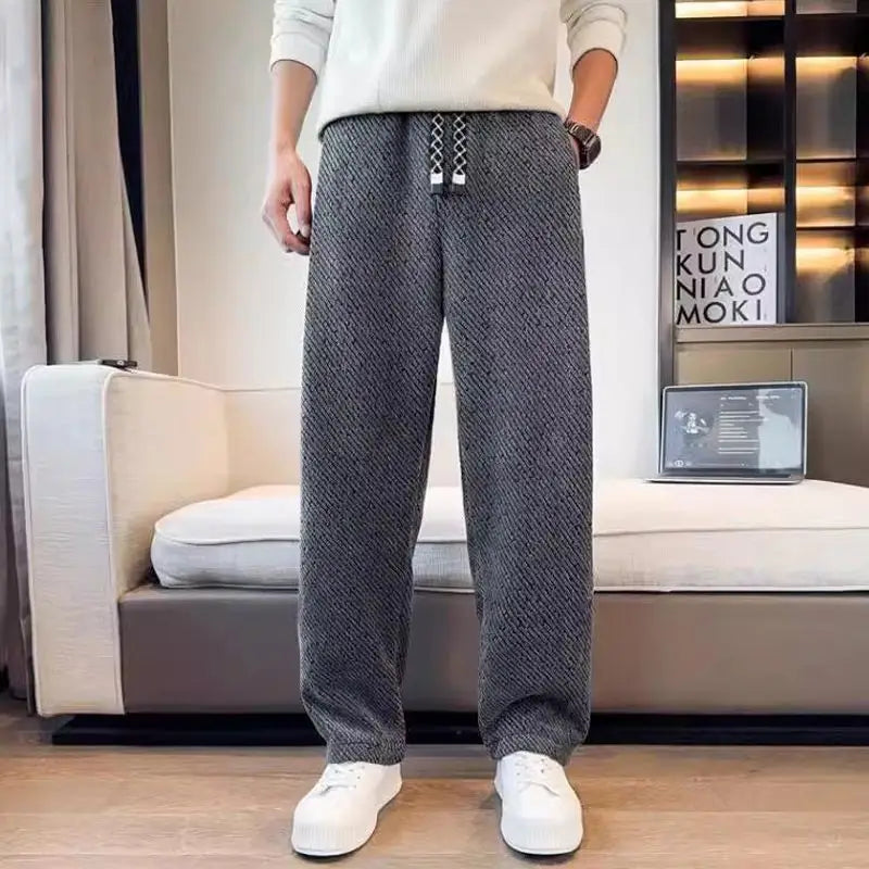 Men's Wide Leg Lounge Sweatpants – Speckle Tweed Drawstring Toggle Casual