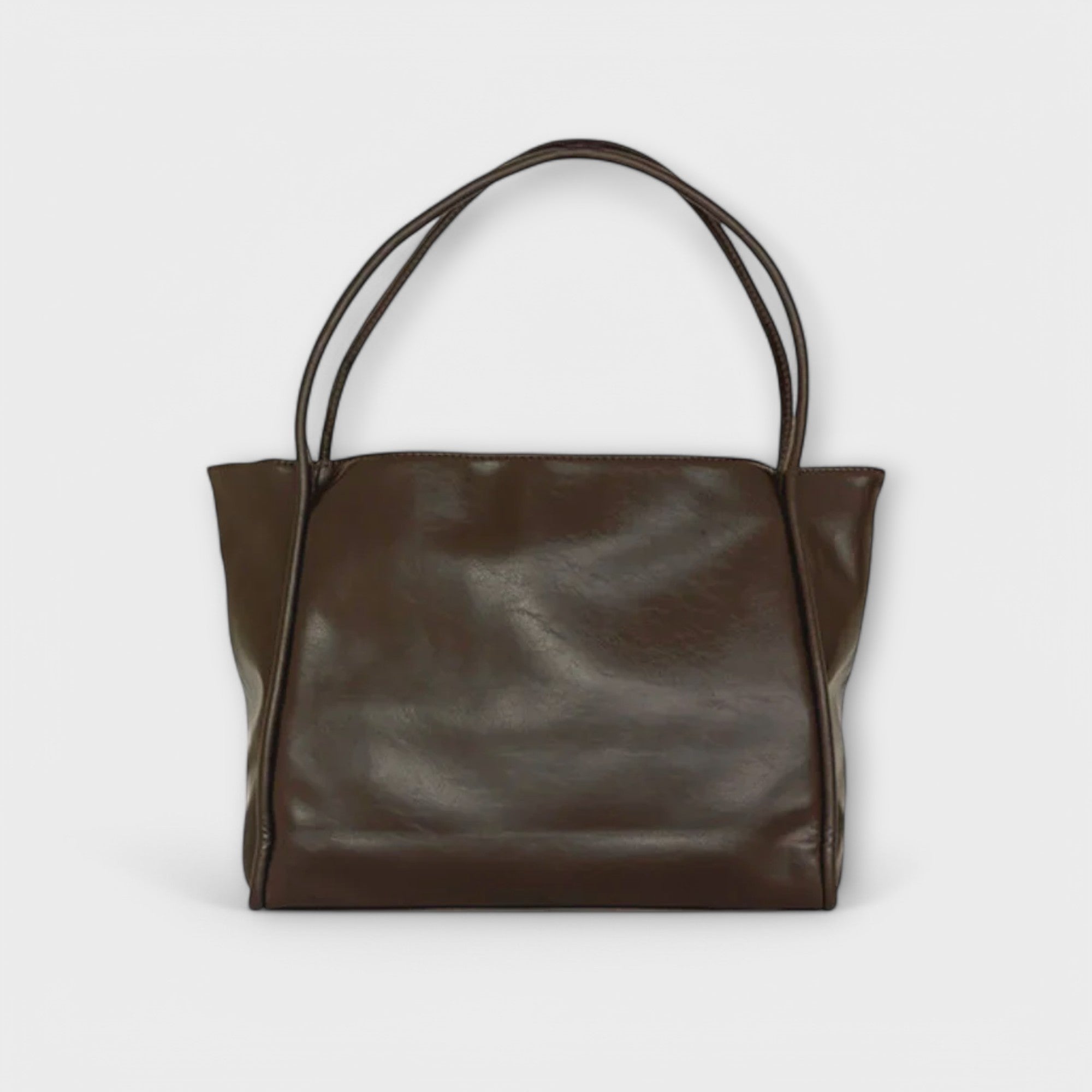 Women's Large Shoulder Bag – Glossy Patent Boxy Dual Strap Work Everyday