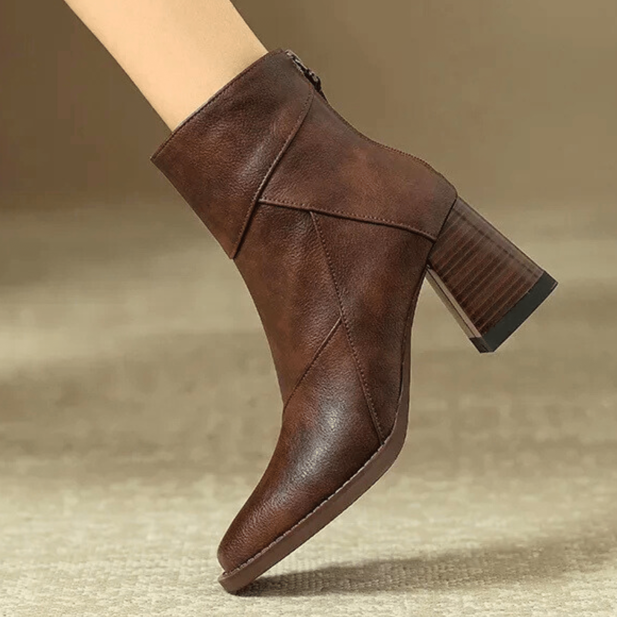 Women's Back Zip Tassel Pull Block Heel Ankle Boots – Fall Winter