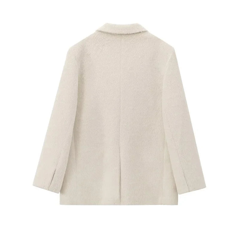 Women's Blazer Jacket – Notched Lapel Two Button Flap Pocket Smart Casual
