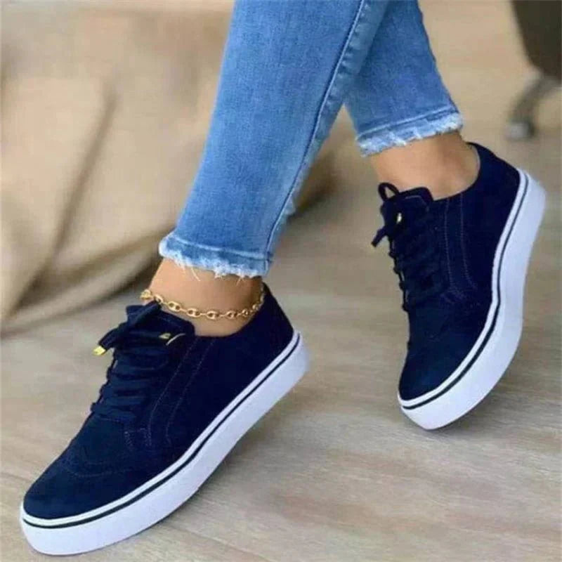 Women's Brogue Platform Sneakers – Lace Up Perforated Toe Cap Casual Daily