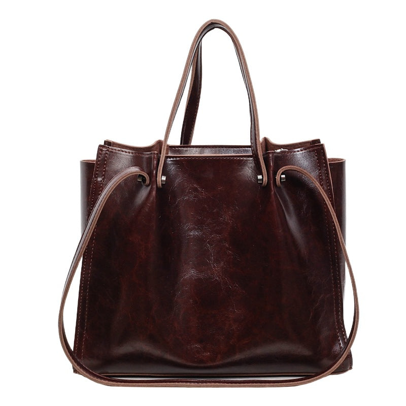 Women's Carryall Shoulder Tote Bag – Zip Top Contrast Stitch Everyday