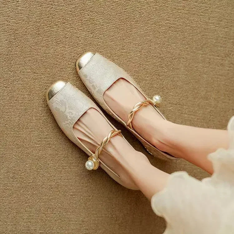 Women's Floral Mary Jane Shoes – Square Toe Block Heel Casual Evening