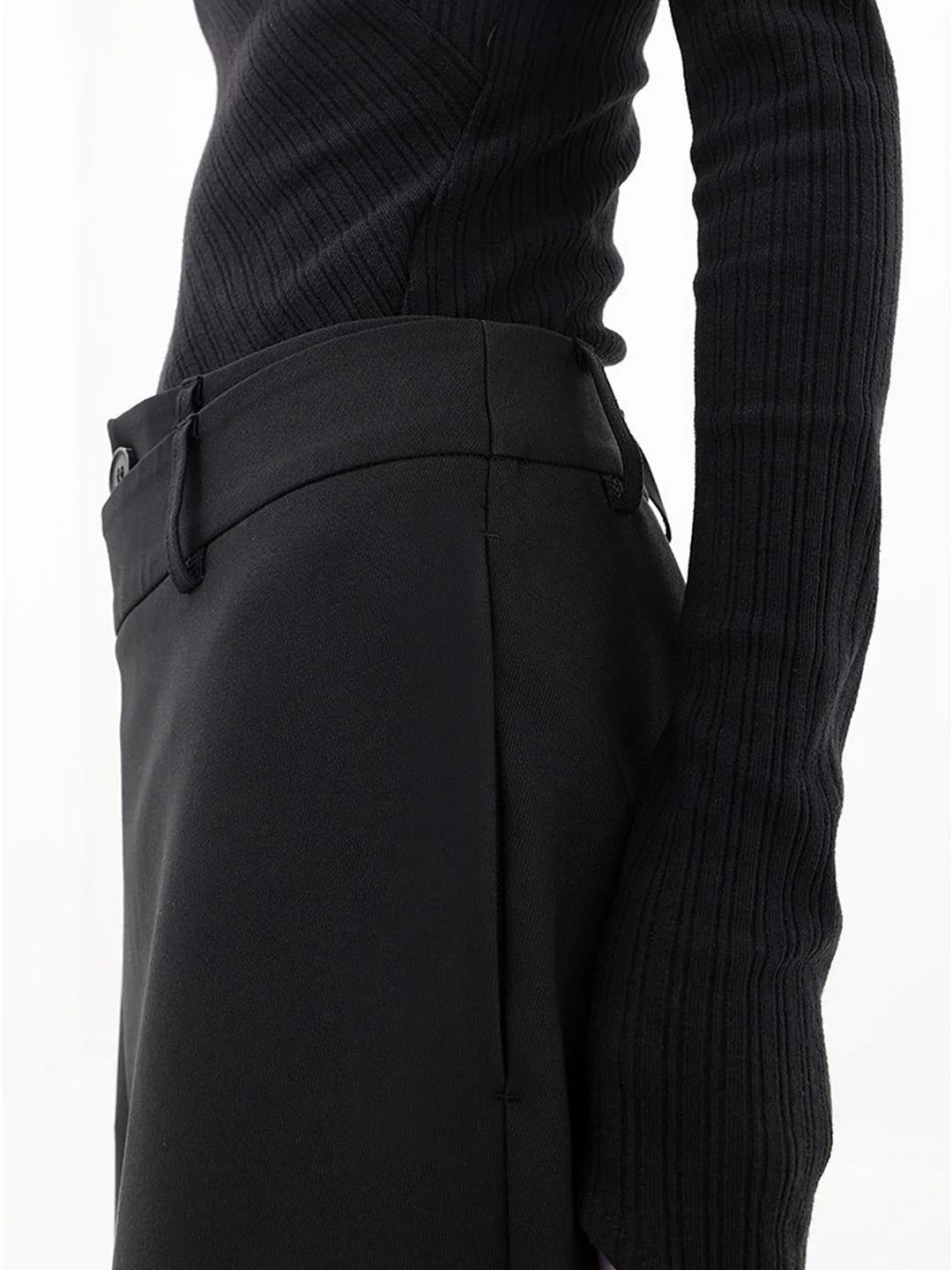 Women's High Waist Wrap Front Wide Leg Pants – Double Button Tailored Office