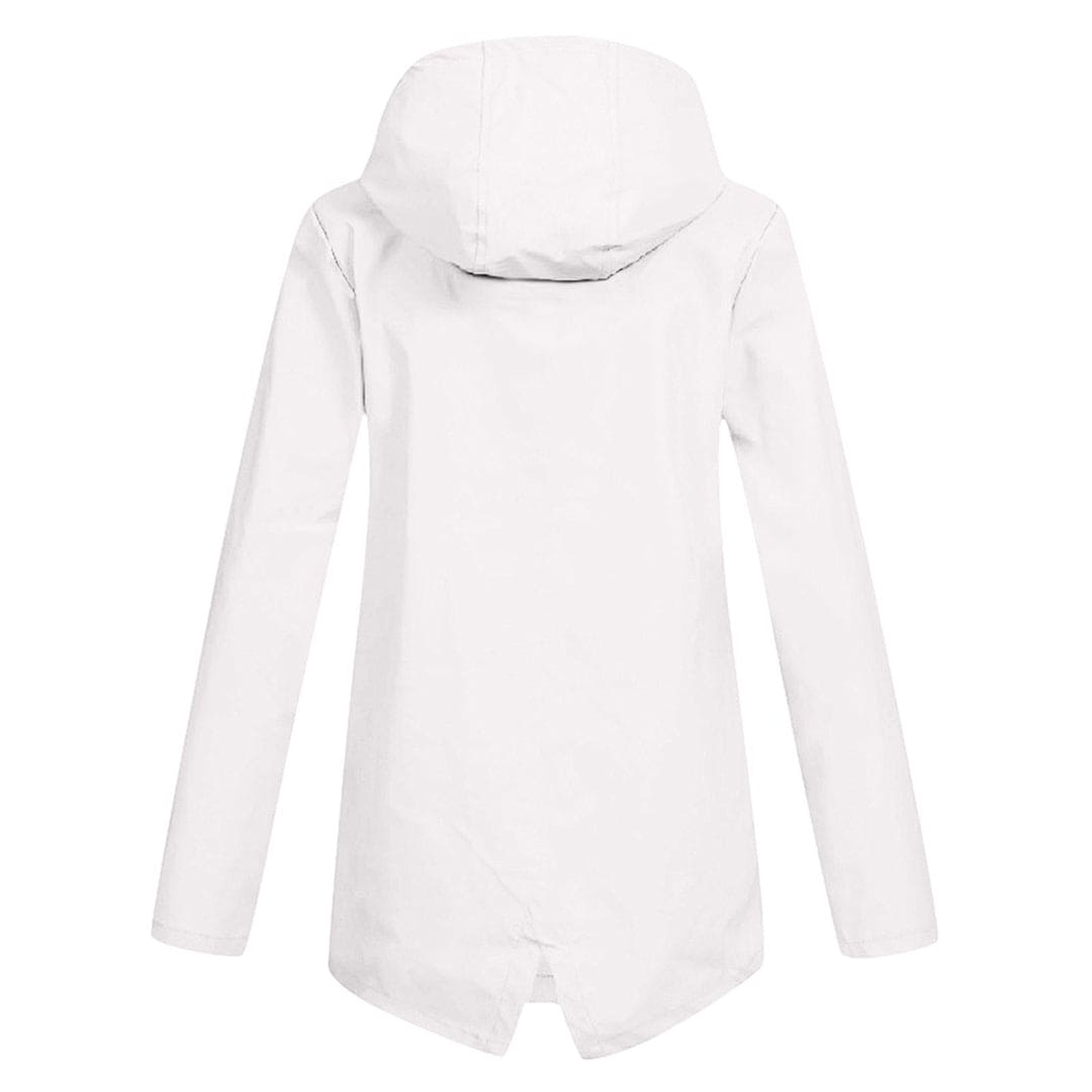 Women's Hooded Windbreaker Rain Jacket – Zip Front Drawstring Flap Pockets