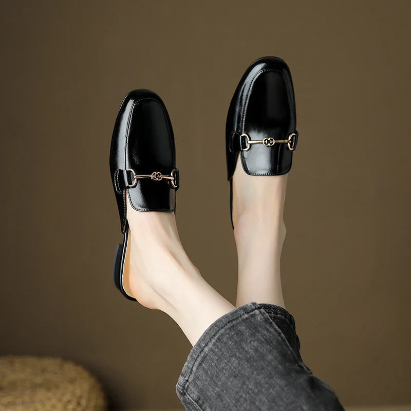 Women's Horsebit Loafer Mule – Square Toe Slip On Flat Casual Work