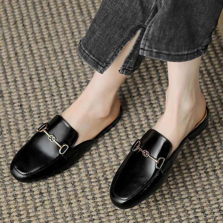 Women's Horsebit Loafer Mule – Square Toe Slip On Flat Casual Work
