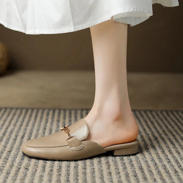 Women's Horsebit Loafer Mule – Square Toe Slip On Flat Casual Work
