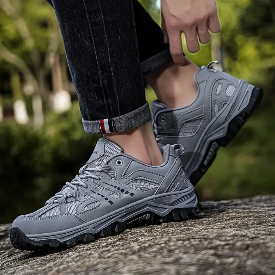 Women's Lace Up Hiking Trail Shoes – Mesh Upper Chunky Lug Sole Outdoor Sneakers