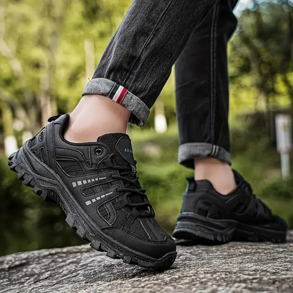 Women's Lace Up Hiking Trail Shoes – Mesh Upper Chunky Lug Sole Outdoor Sneakers
