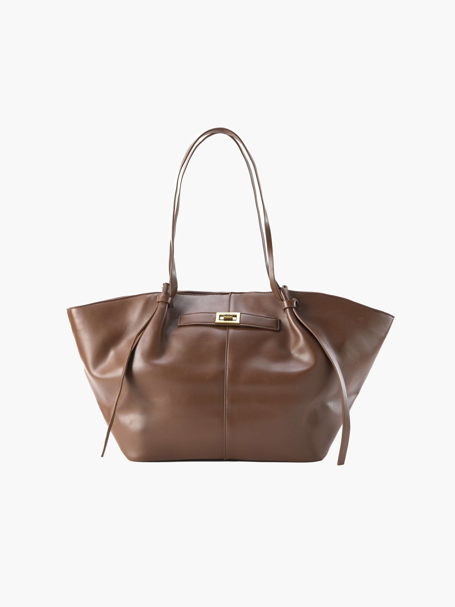 Women's Large Shoulder Tote Bag – Turn Lock Knot Strap Everyday Casual