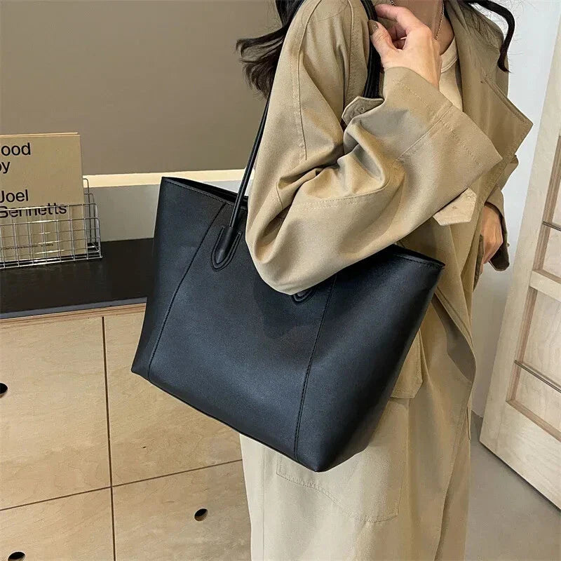 Women's Large Structured Shoulder Tote Bag – Open Top Stud Base Everyday