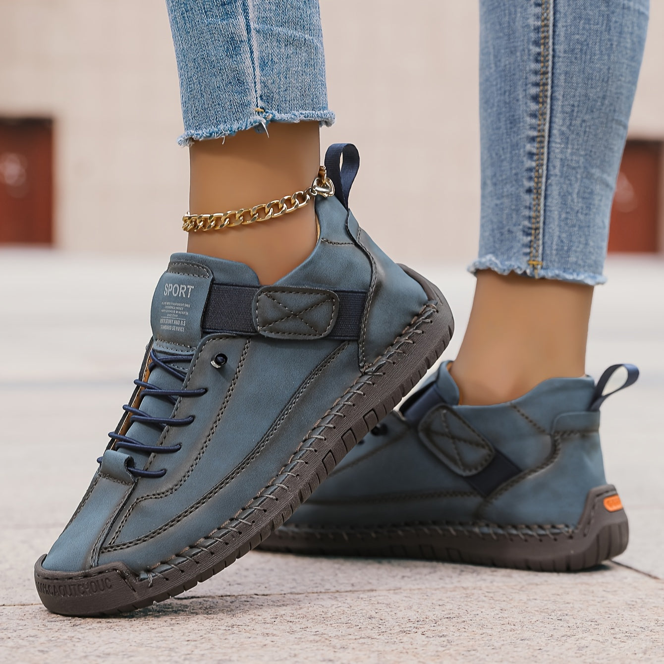Women's Low Top Lace Up Hiking Shoes – Stitched Sole Ankle Strap Outdoor