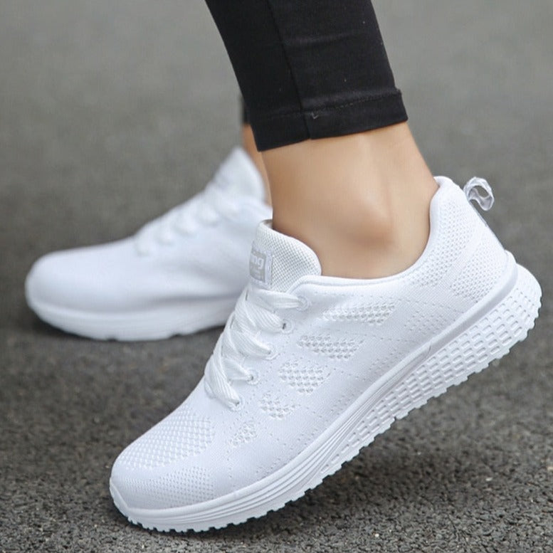 Women's Low Top Running Sneakers – Lace Up Knit Mesh Upper Sport Gym