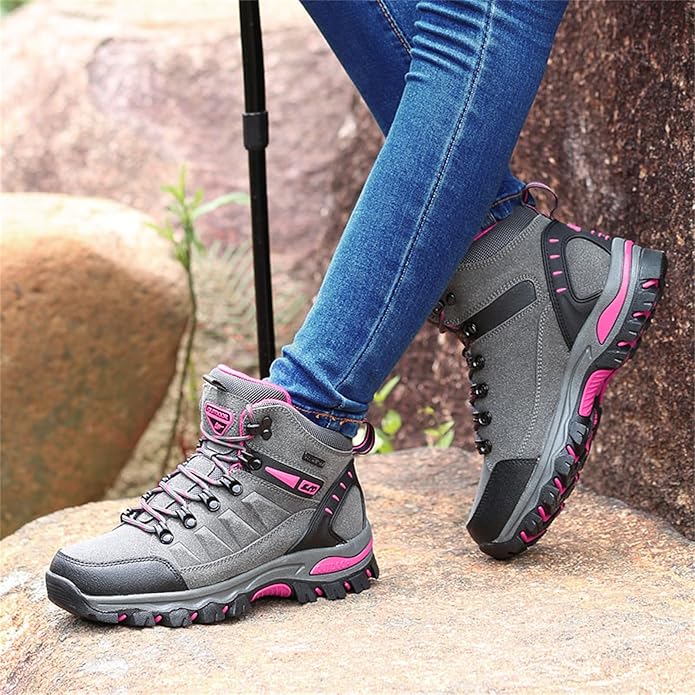 Women's Mid-Cut Lace-Up Hiking Boots – Rugged Outsole Outdoor Trail