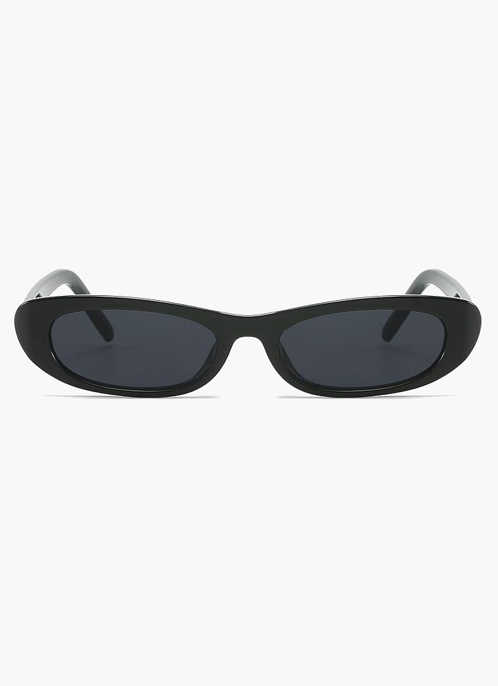 Women's Narrow Oval Frame Sunglasses – Thick Full Rim Tinted Casual