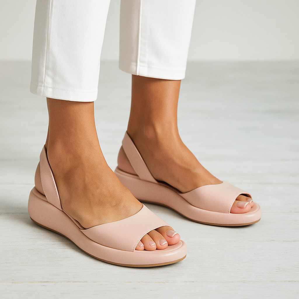 Women's Open Toe Slingback Flat Sandals – Peep Toe Low Wedge Casual Summer