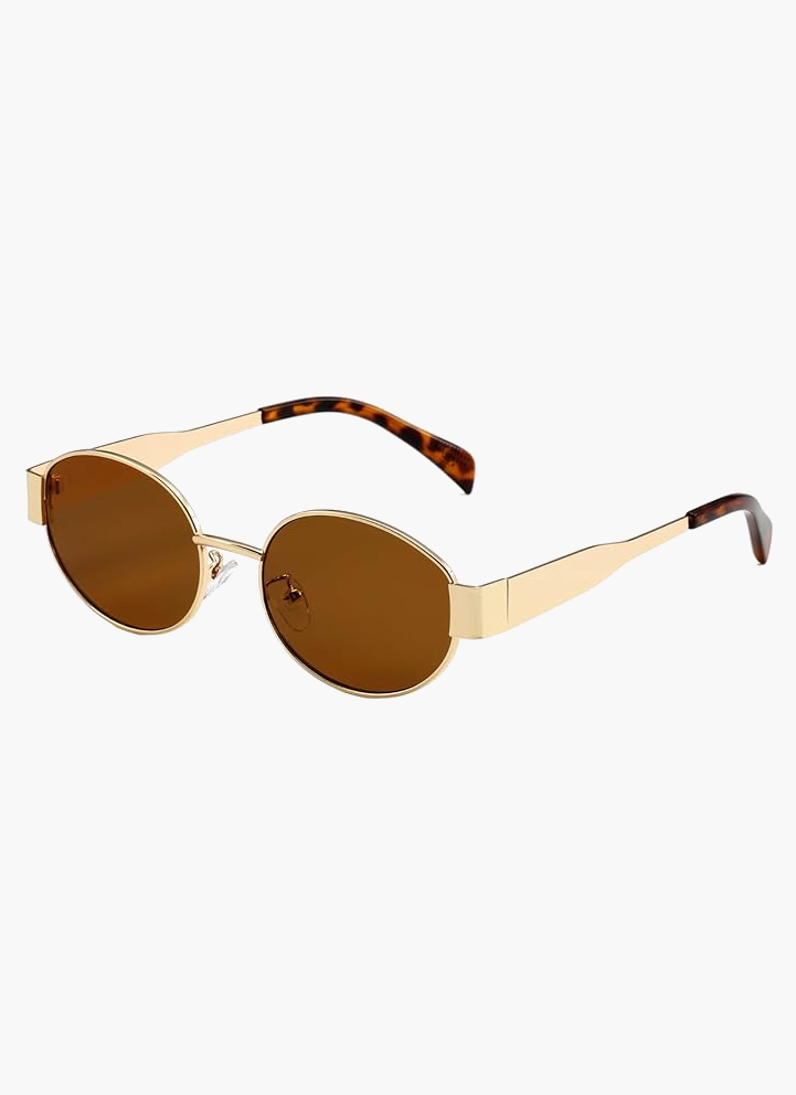 Women's Oval Frame Tinted Lens Sunglasses – Flat Brow Bar Casual Everyday