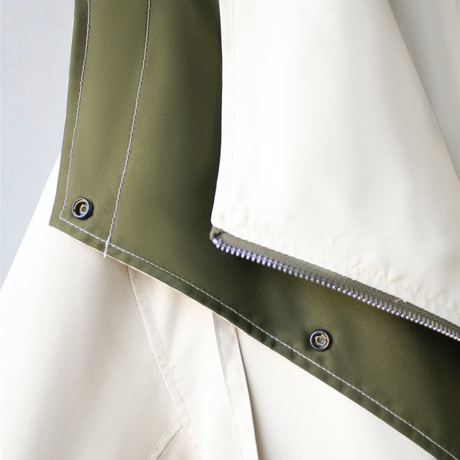 Women's Oversized Hooded Windbreaker Jacket – Two Tone Zip Drawstring Cuff