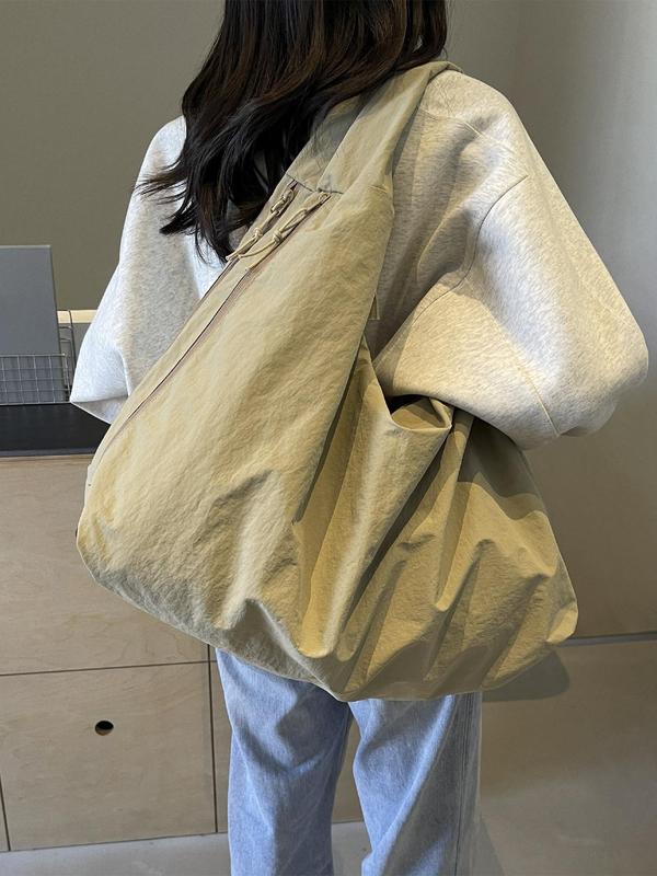 Women's Oversized Slouchy Shoulder Bag – Wide Strap Crinkle School Travel
