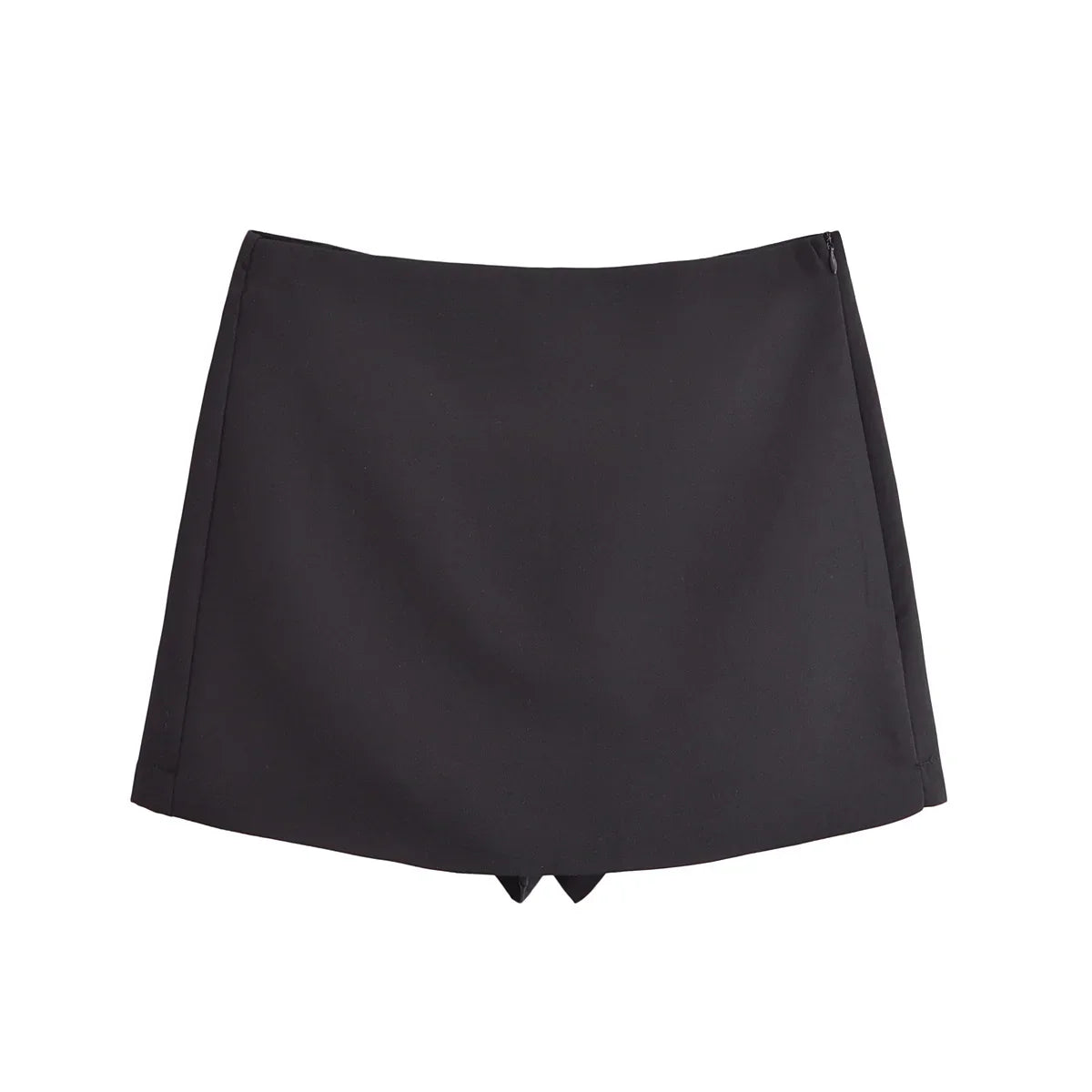 Women's Plain High Waist Mini Skort – Side Zip Built-In Shorts Casual
