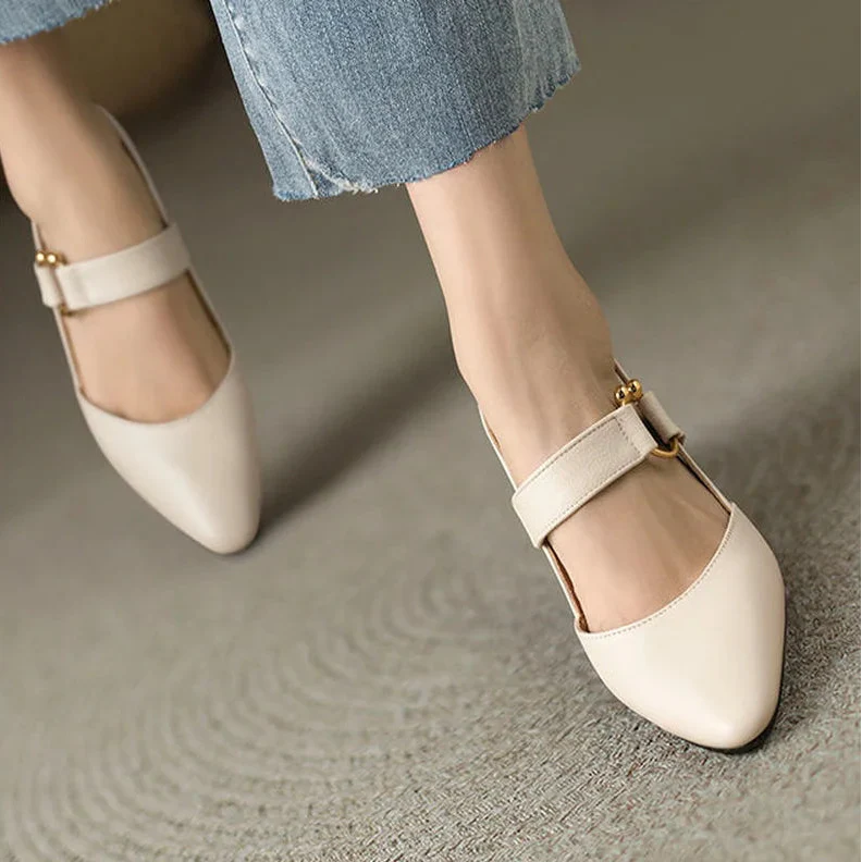 Women's Pointed Toe Slingback Pumps – Mary Jane Block Heel Ring Office