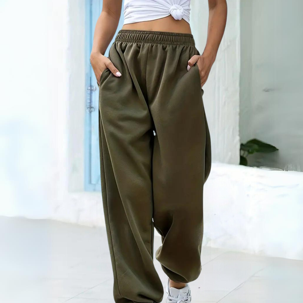 Women's Pull-On Jogger Sweatpants – High Waist Cuffed Ankle Lounge Casual