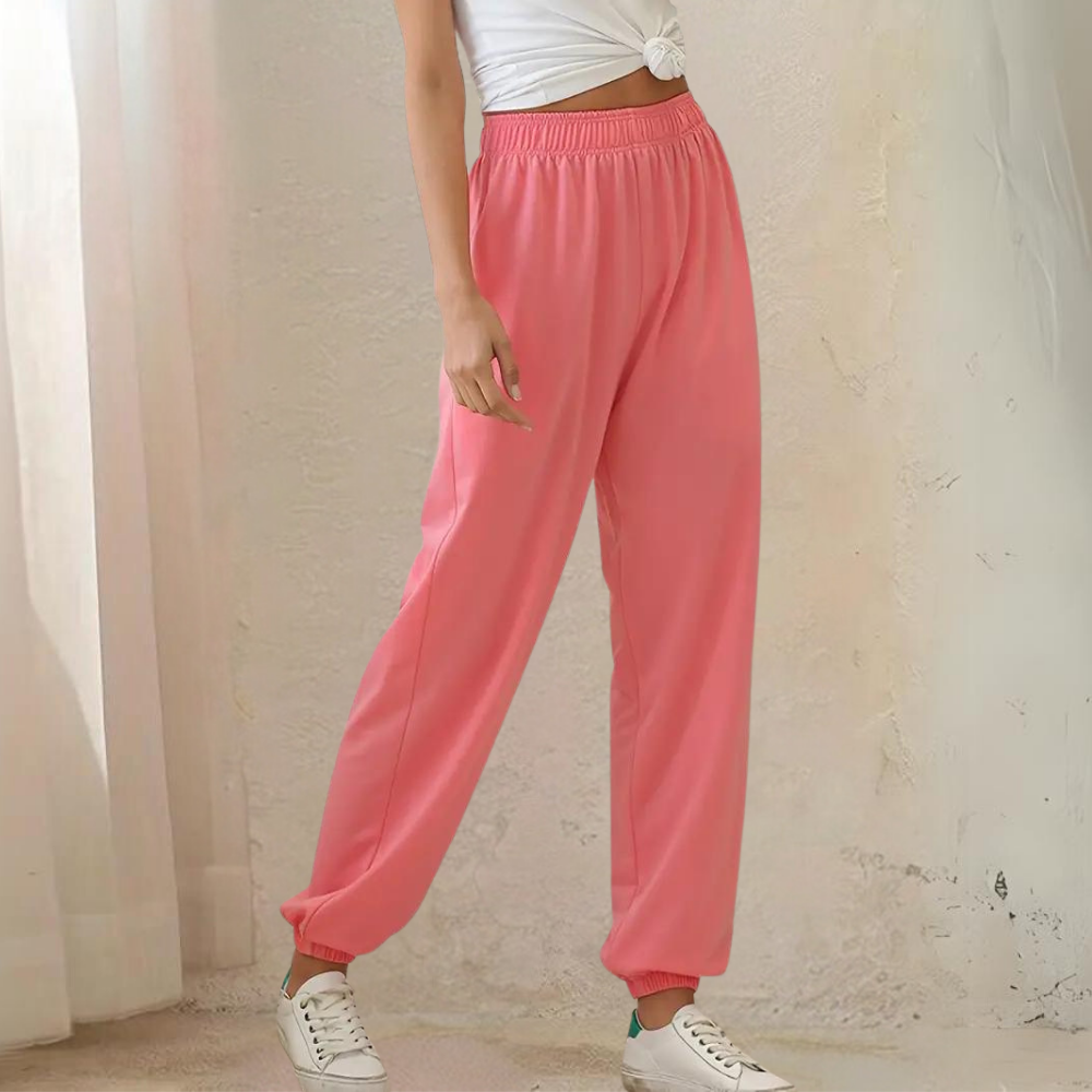 Women's Pull-On Jogger Sweatpants – High Waist Cuffed Ankle Lounge Casual