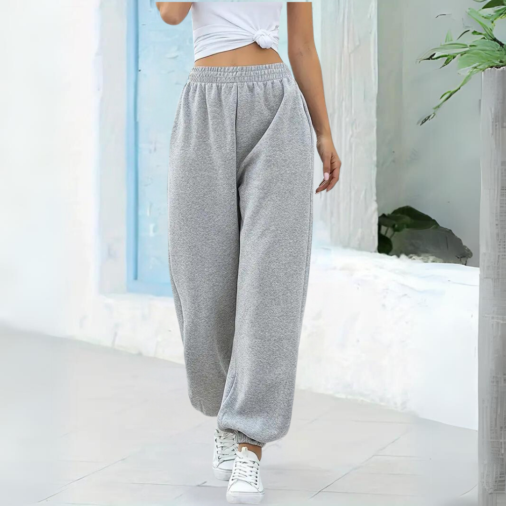 Women's Pull-On Jogger Sweatpants – High Waist Cuffed Ankle Lounge Casual