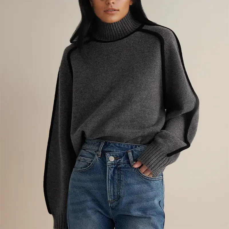Women's Ribbed Turtleneck Sweater – Long Sleeve Knit Office