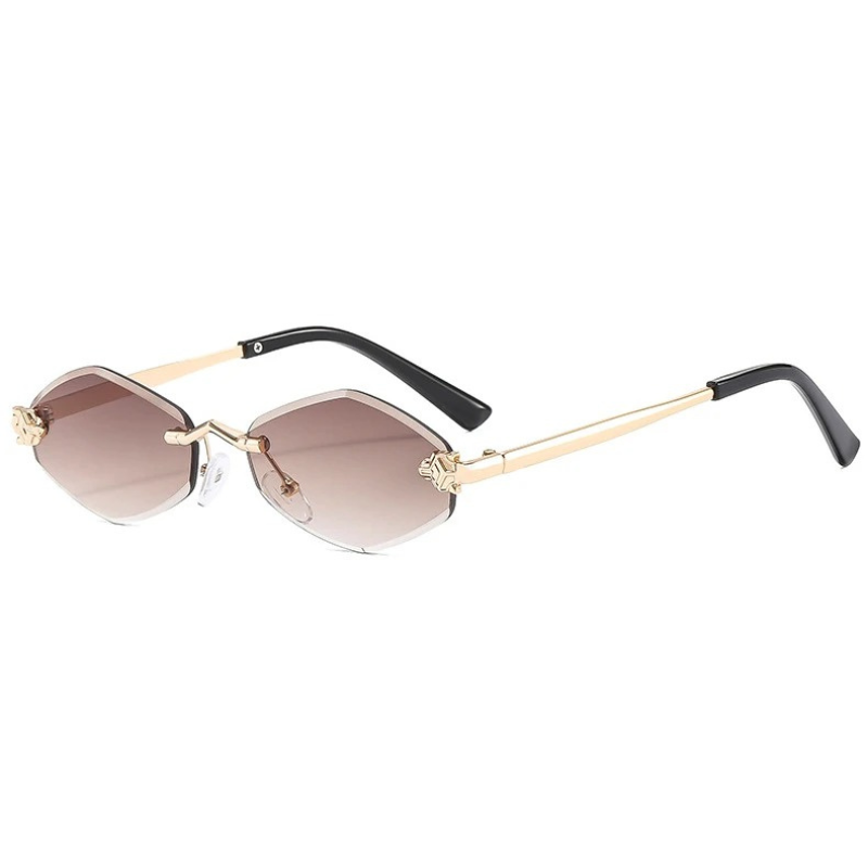Women's Rimless Geometric Oval Sunglasses – Gradient Lens Casual Summer